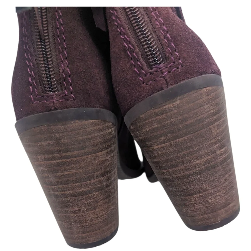 Nordstrom BP Suede Leather Ankle Boots Heeled Booties Womens 8 Purple Western